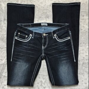 Buckle Daytrip Leo Boot Cut Flare Jeans Women's 28L Dark Wash Ultra Low Retro